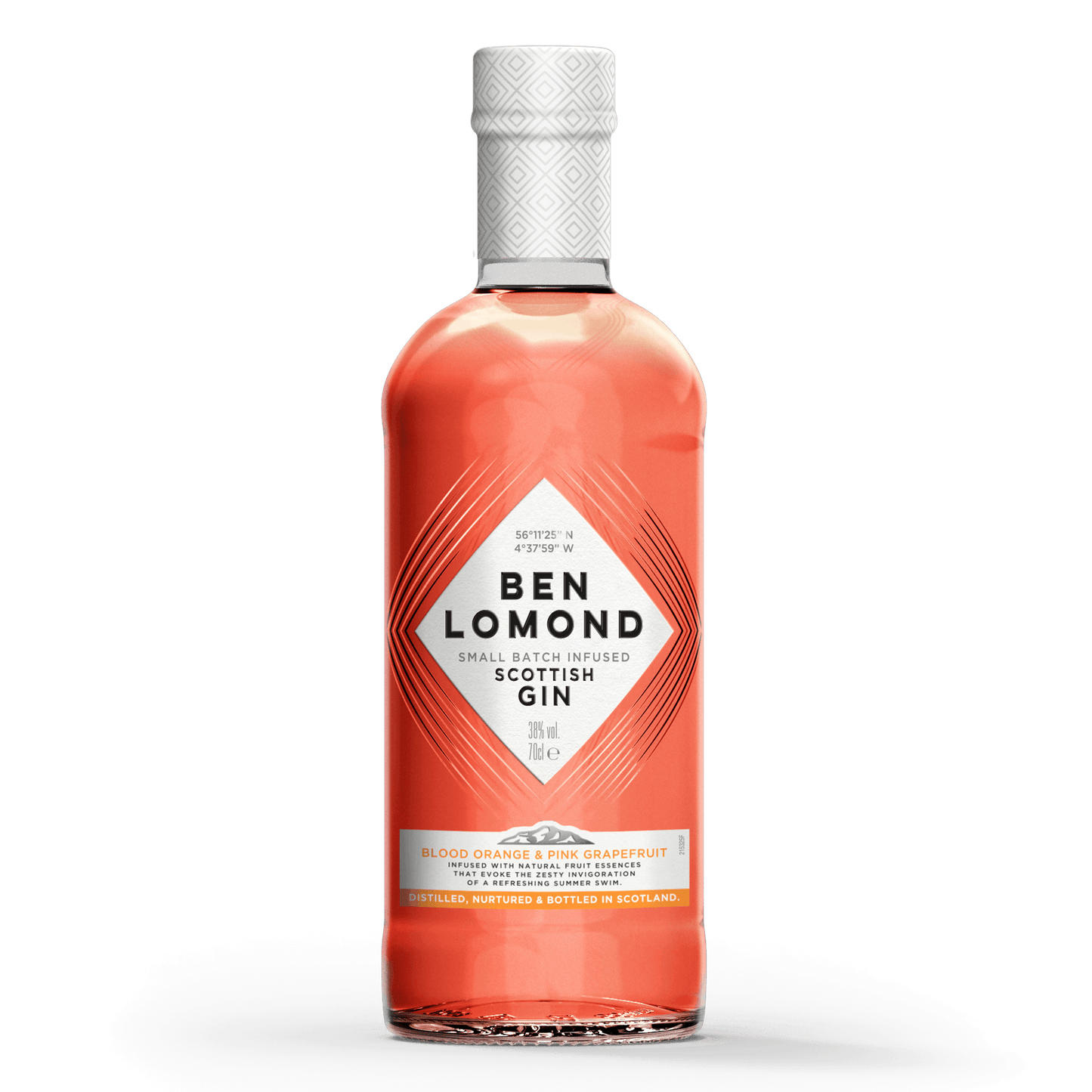 Ben Lomond Blood Orange & Pink Grapefruit flavoured gin bottle.